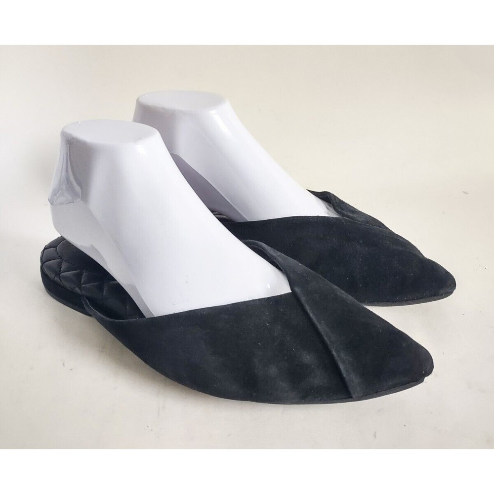 Birdies The Swan Suede Mule Women Size 8 Black Closed Toe Flats Leather Casual